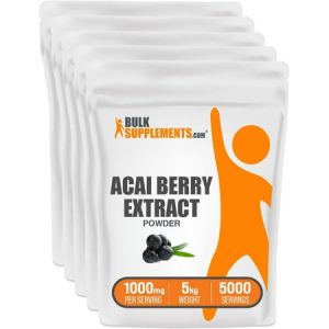 Acai Berry Extract Powder - Antioxidants Supplement For Immune Support - Gluten Free Soy Free - 1000Mg Per Servings Pack Of 5 (5 Kilograms - 11 Lbs)