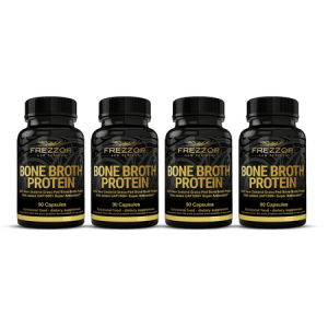 FREZZOR Bone Broth Collagen Protein Capsules Supplements for Joint Skin Hair & Nail Support 360 Capsules 4 Pack