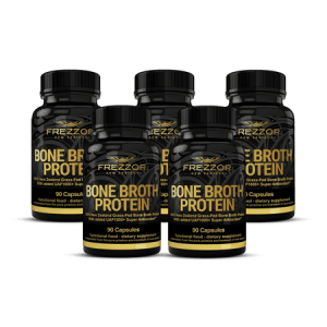 FREZZOR Bone Broth Protein Capsules Supplements for Joint Skin Hair & Nail Support 450 Capsules 5 Pack