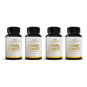 FREZZOR Vitamin D3 Supplement Vitamin K2 and D3 Premium Bone Health Supplement 4 Bottles 240 Capsules