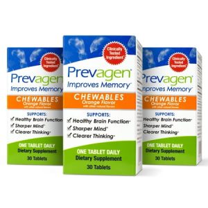 Prevagen Improves Memory - Regular Strength 10mg 30 Chewables |Orange-3 Pack| with Apoaequorin & Vitamin D | Brain Supplement for Better Brain Health Supports Healthy Brain Function and Clarity