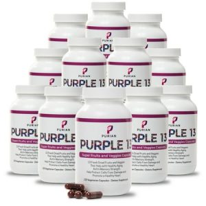 Purian Purple SuperFood Fruit and Veggie Supplement Fresh Dried Purple Fruit and Vegetable Supplements Promotes Anti-Aging Heart Health Aids Memory Strength 120 Vegetarian Capsules | 12 Pack