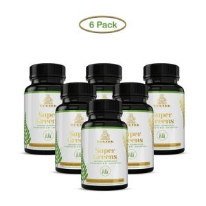 TURNER Super Greens Wheat Grass Powder Supplement New Zealand Raw Green Superfood 6 Bottles 540 Capsules
